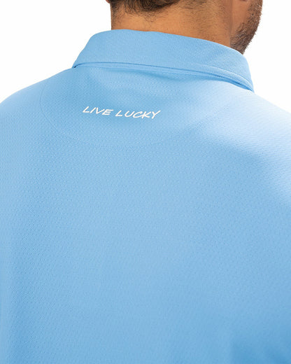 Black Clover Stylish Solid Blue Jacquard Golf or Business Polo