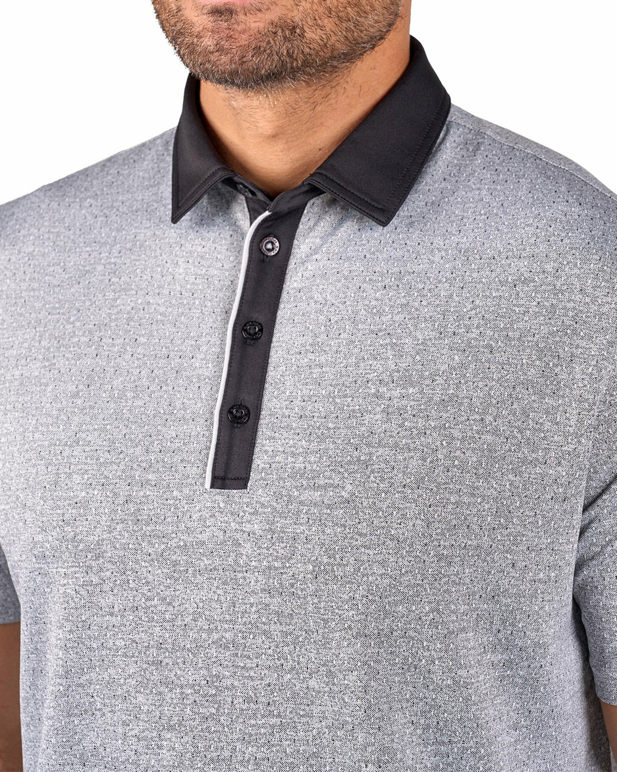 Black Clover Men's Textured Black Patterned Polo for Golf or Business