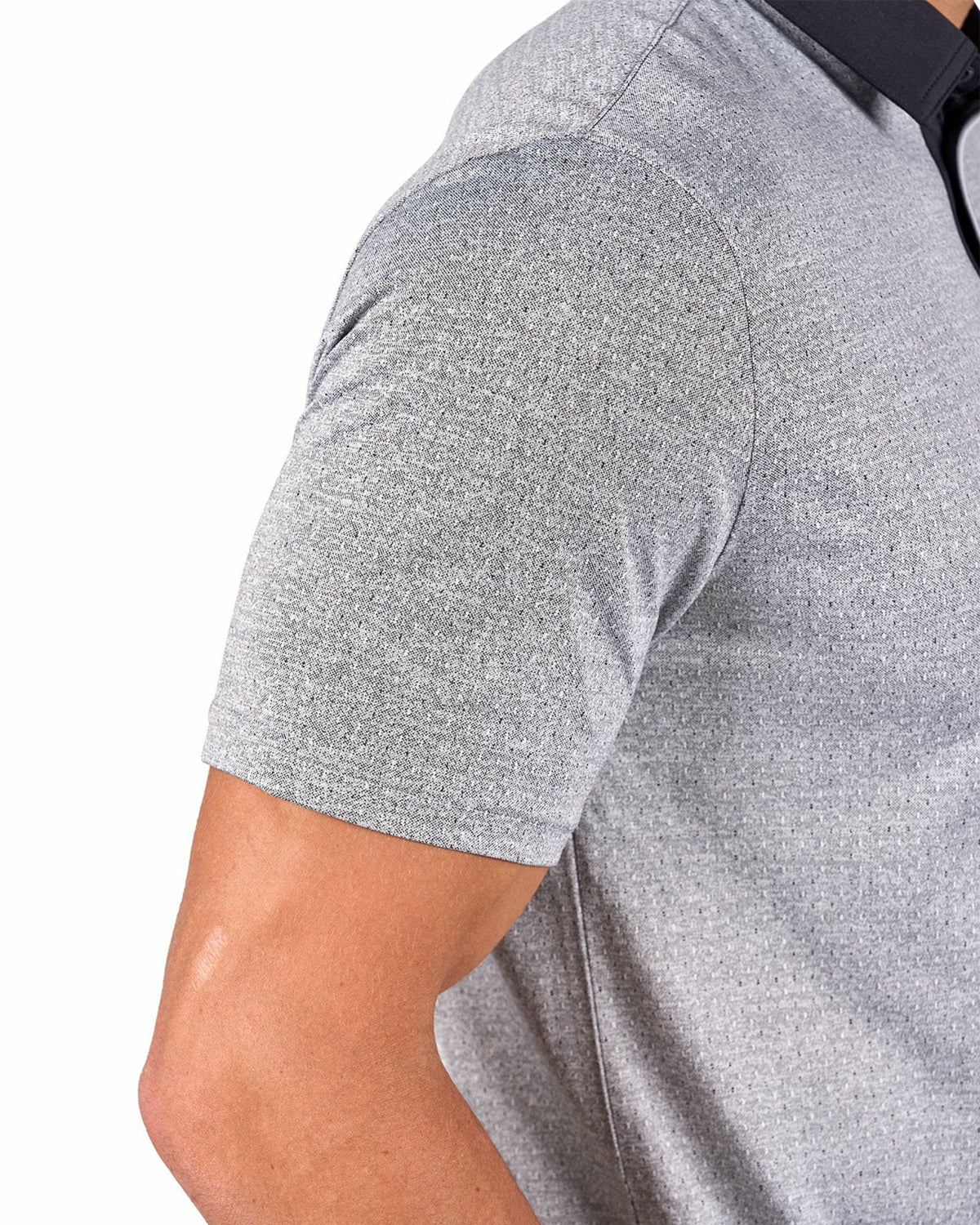 Black Clover Men's Textured Black Patterned Polo for Golf or Business