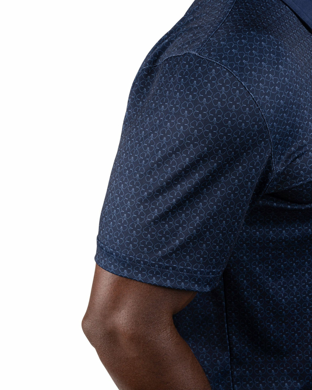 Black Clover Men's Stylish Blue Performance Polo with White Clover Pattern