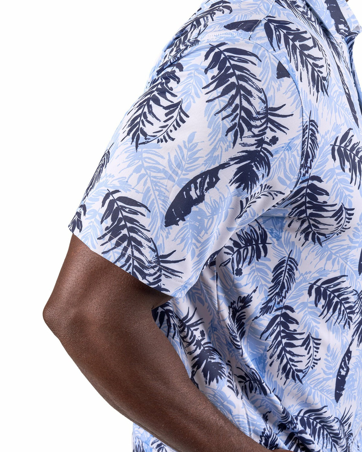 Black Clover Blue and White Tropical Print Polo for Golf or Business