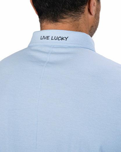 Black Clover Men's Comfortable Light Blue Performance Polo for Golf or Business