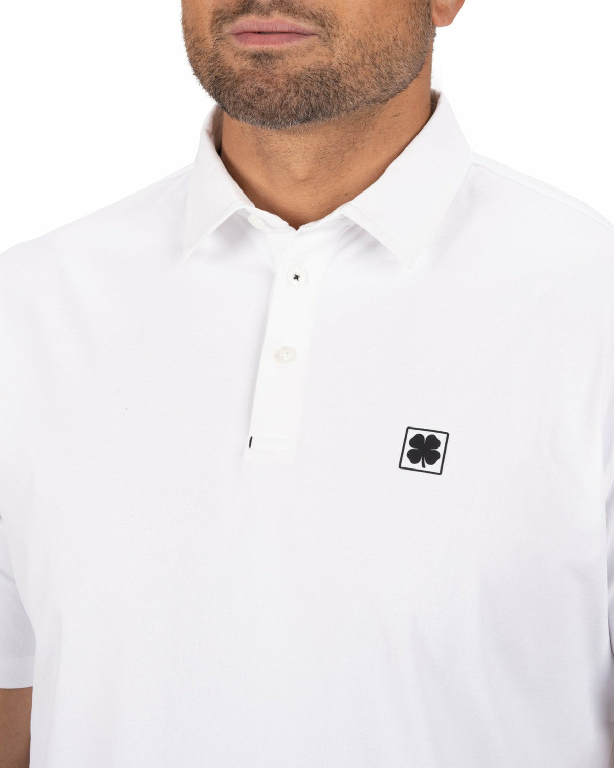 Black Clover Men's Comfortable White Performance Polo for Golf or Business