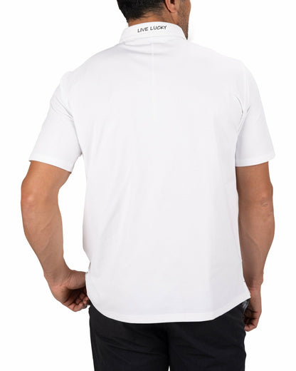Black Clover Men's Comfortable White Performance Polo for Golf or Business
