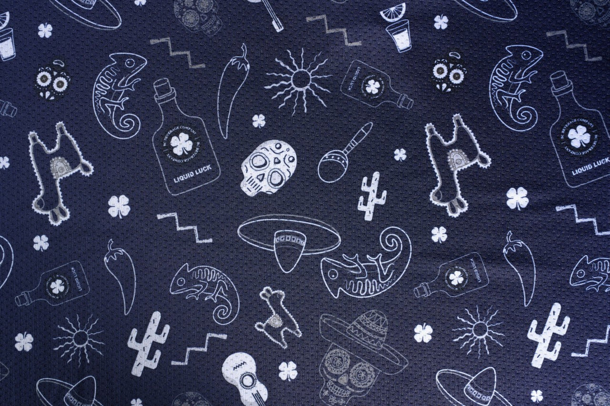 Black Clover Fun, Navy and White-Patterned Taco-Themed Men's Golf Polo