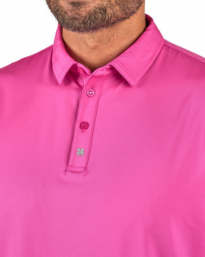 Black Clover Men's Pink Soft Performance Polo for Golf or Business