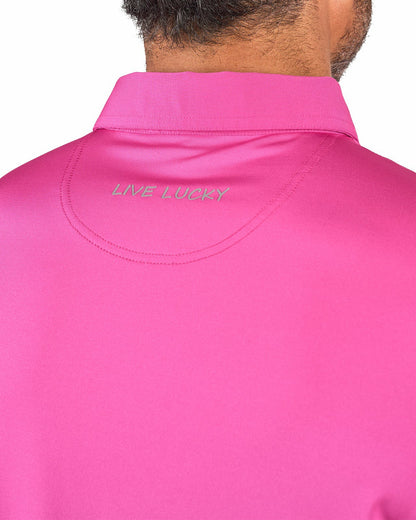 Black Clover Men's Pink Soft Performance Polo for Golf or Business