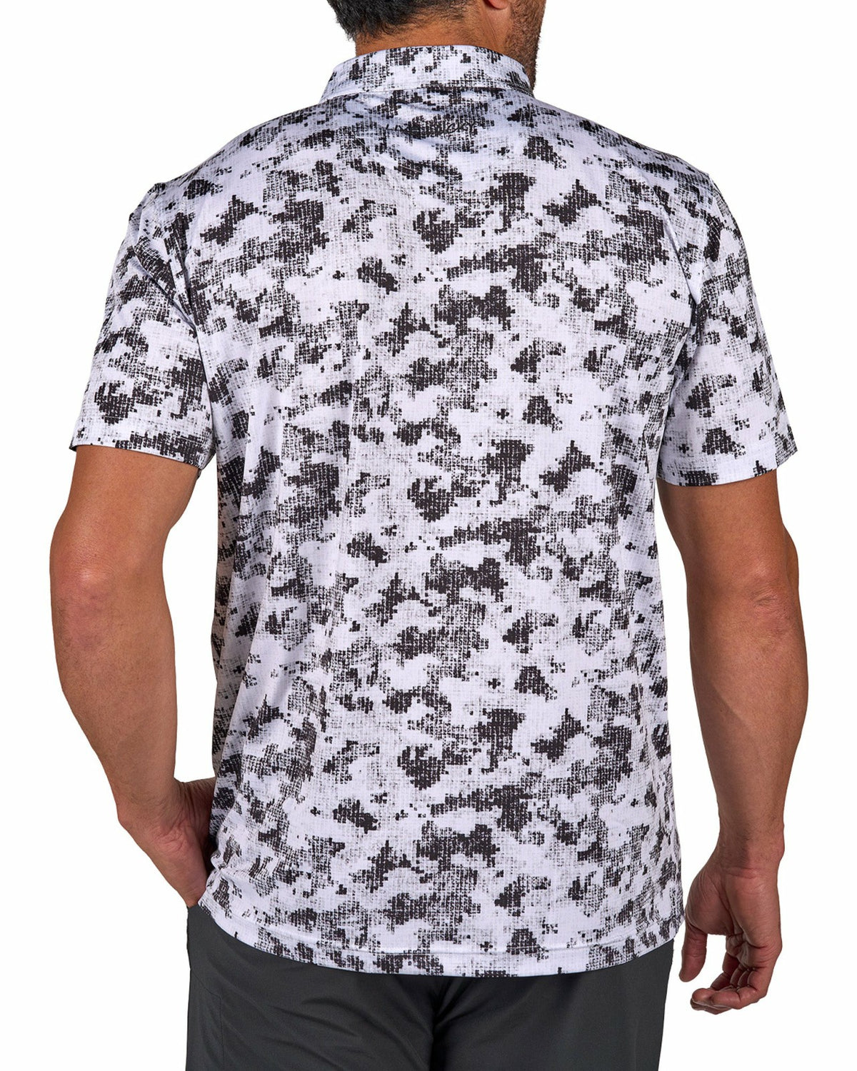 Black Clover Men's Versatile Black and White Smoke-Themed Polo