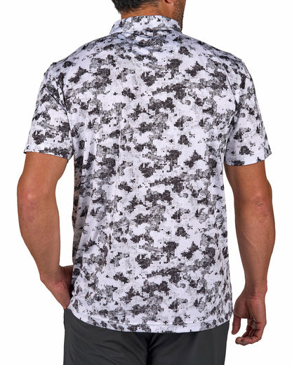 Black Clover Men's Versatile Black and White Smoke-Themed Polo