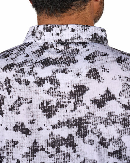 Black Clover Men's Versatile Black and White Smoke-Themed Polo