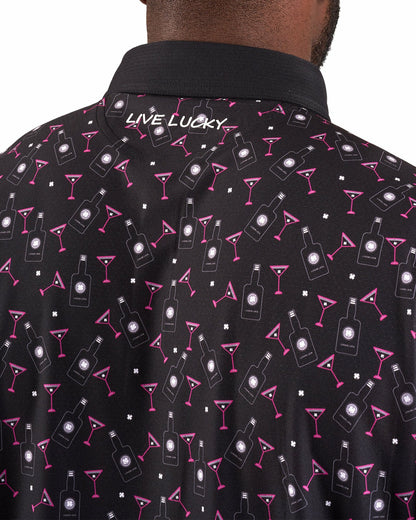 Black Clover Fun, Black Pink-Patterned Spirit-Themed Men's Golf Polo