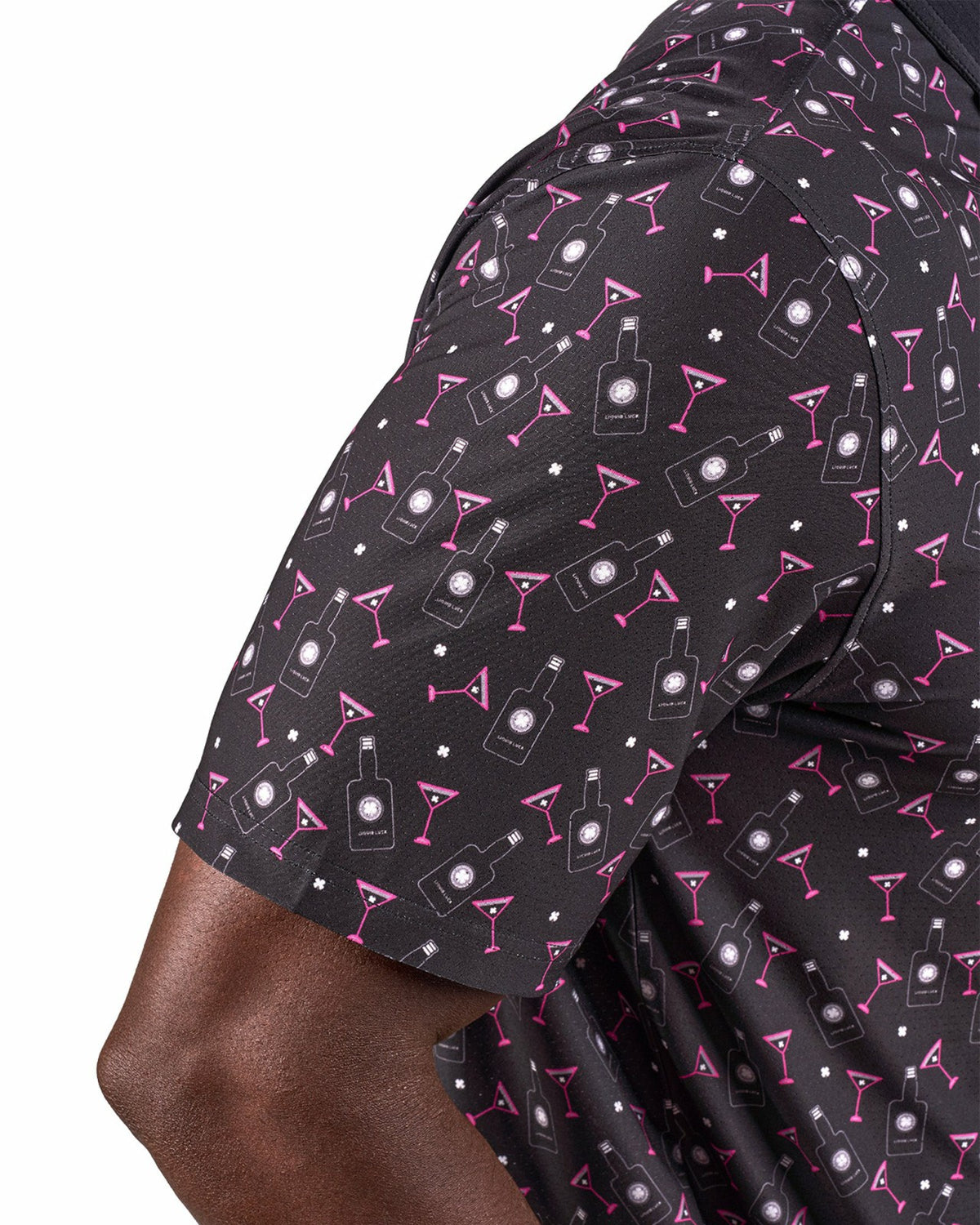 Black Clover Fun, Black Pink-Patterned Spirit-Themed Men's Golf Polo