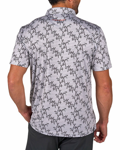 Black Clover Trendy Bamboo Patterned Men's Golf Polo with Subtle Stripes