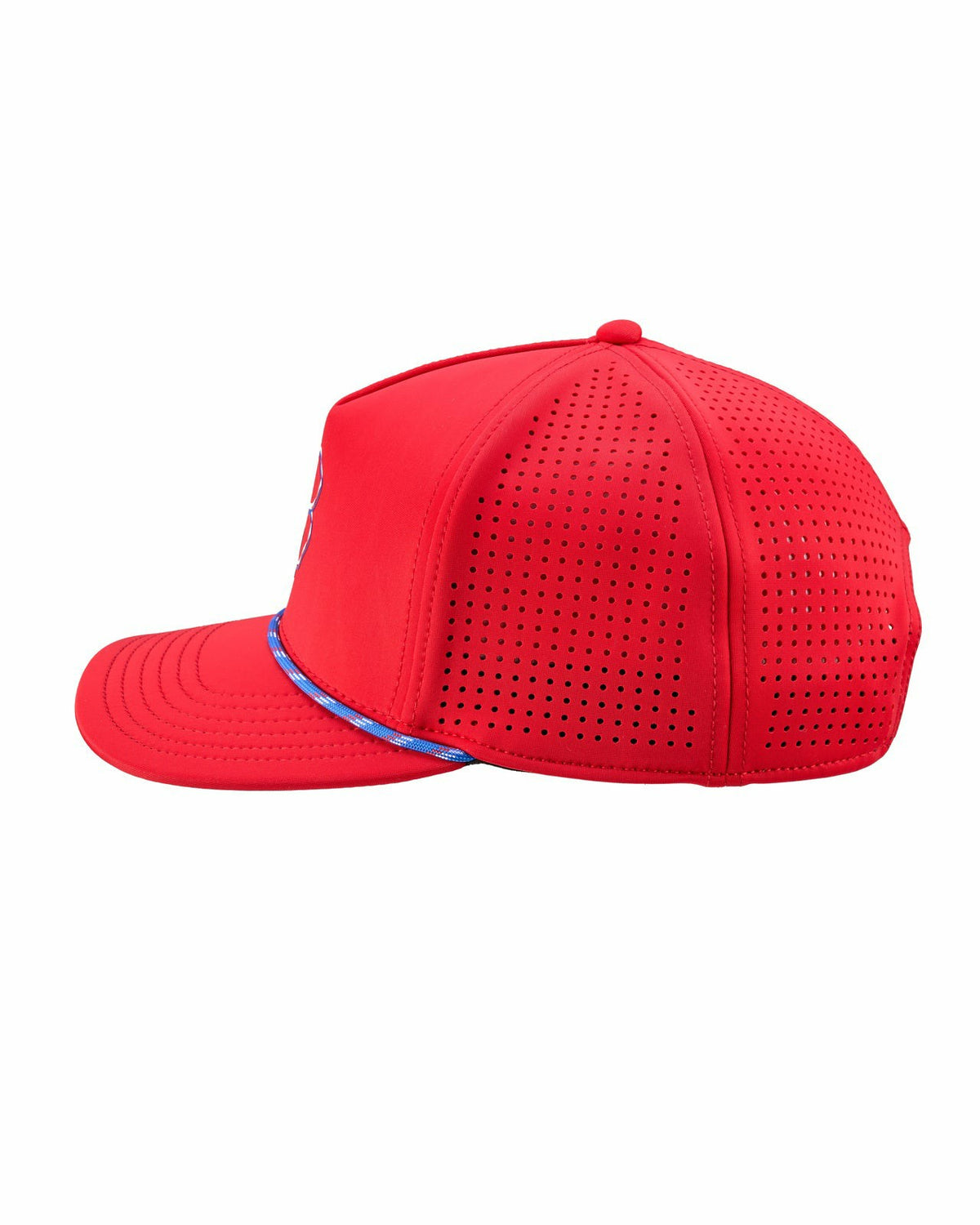 Black Clover Perforated Red Golf Hat with Chrome Clover and Rope