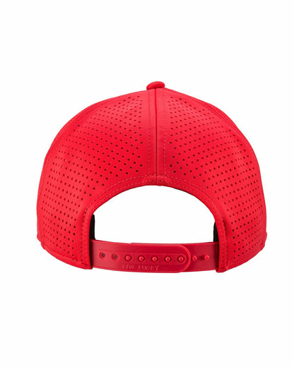 Black Clover Perforated Red Golf Hat with Chrome Clover and Rope