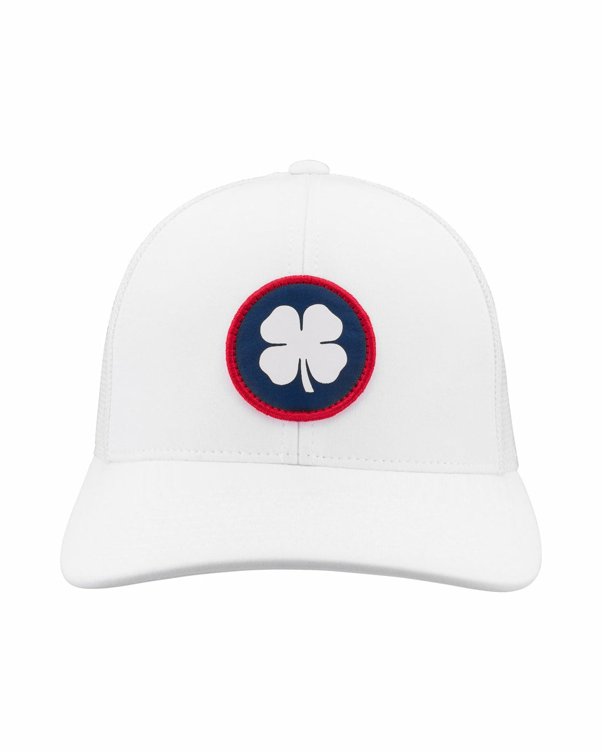 Black Clover White Mesh Golf Hat with Patriotic Clover Logo