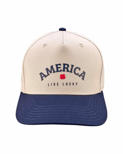 Black Clover Unisex Adjustable Navy and Tan USA Flag Patriotic Hat