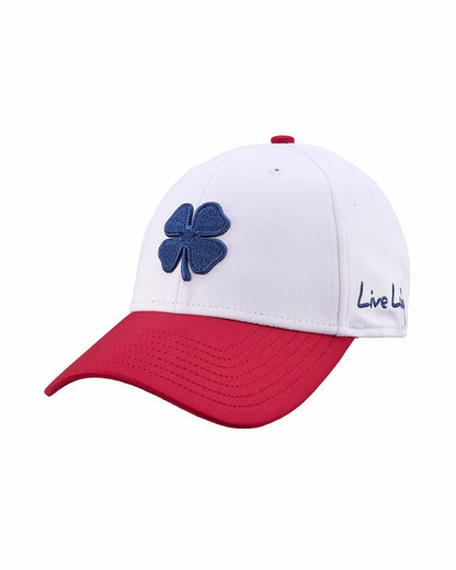 Black Clover Red, White, and Blue Premium Clover Hat for Golf and Lifestyle