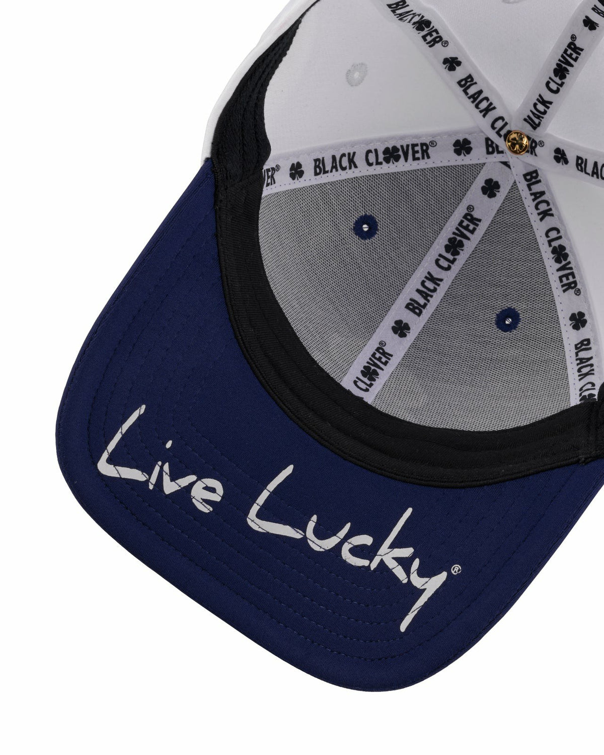 Black Clover White and Blue Premium Clover Hat for Golf and Lifestyle