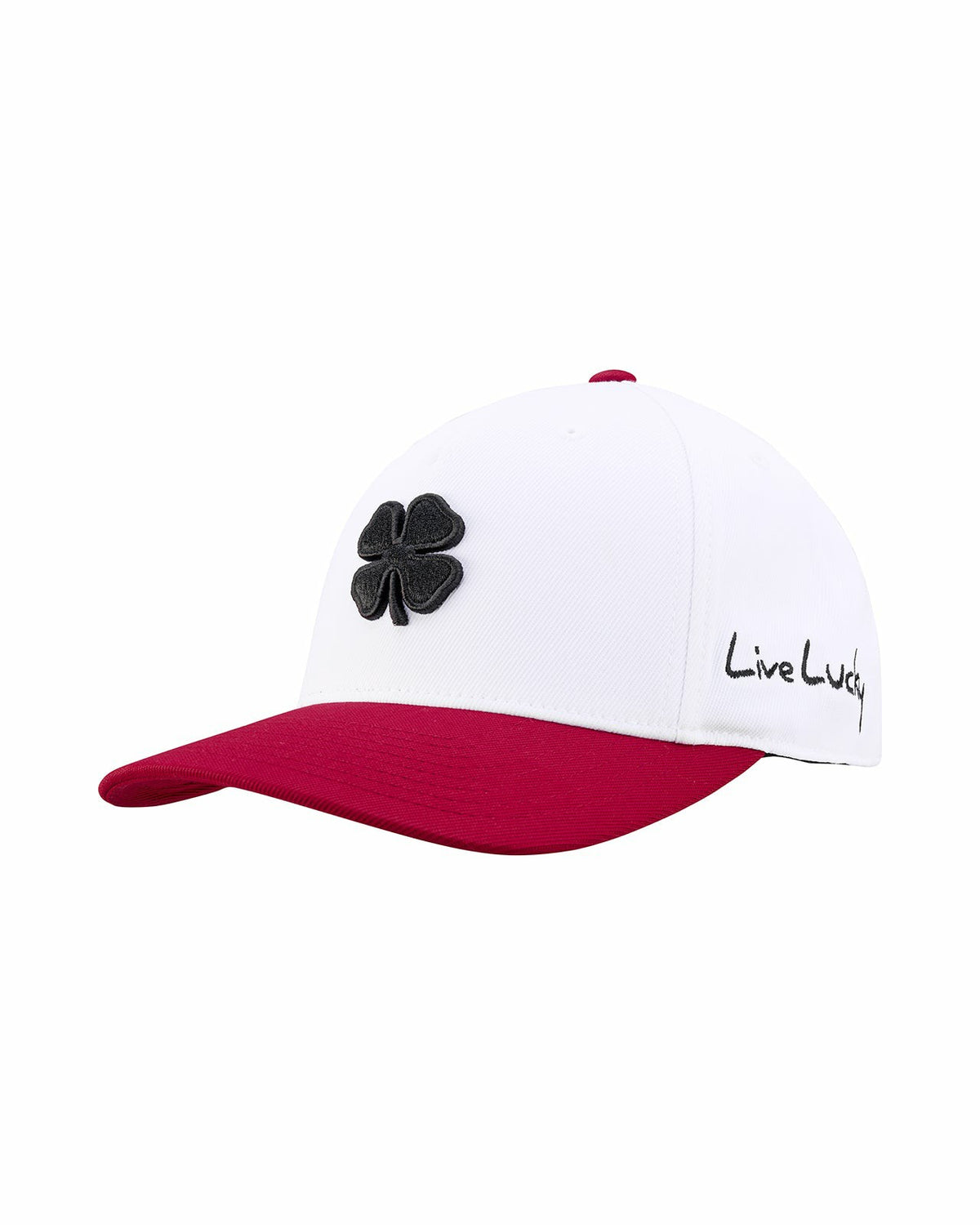 Black Clover Athletic Unisex White Snapback with Clover Patch for Golf and Lifestyle