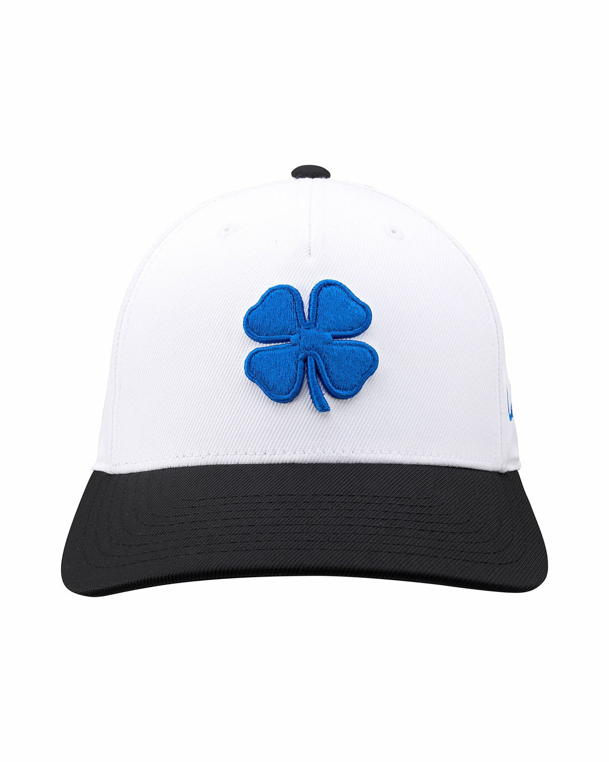 Black Clover Athletic Unisex White Snapback with Clover Patch for Golf and Lifestyle