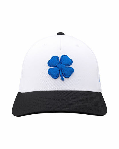 Black Clover Athletic Unisex White Snapback with Clover Patch for Golf and Lifestyle