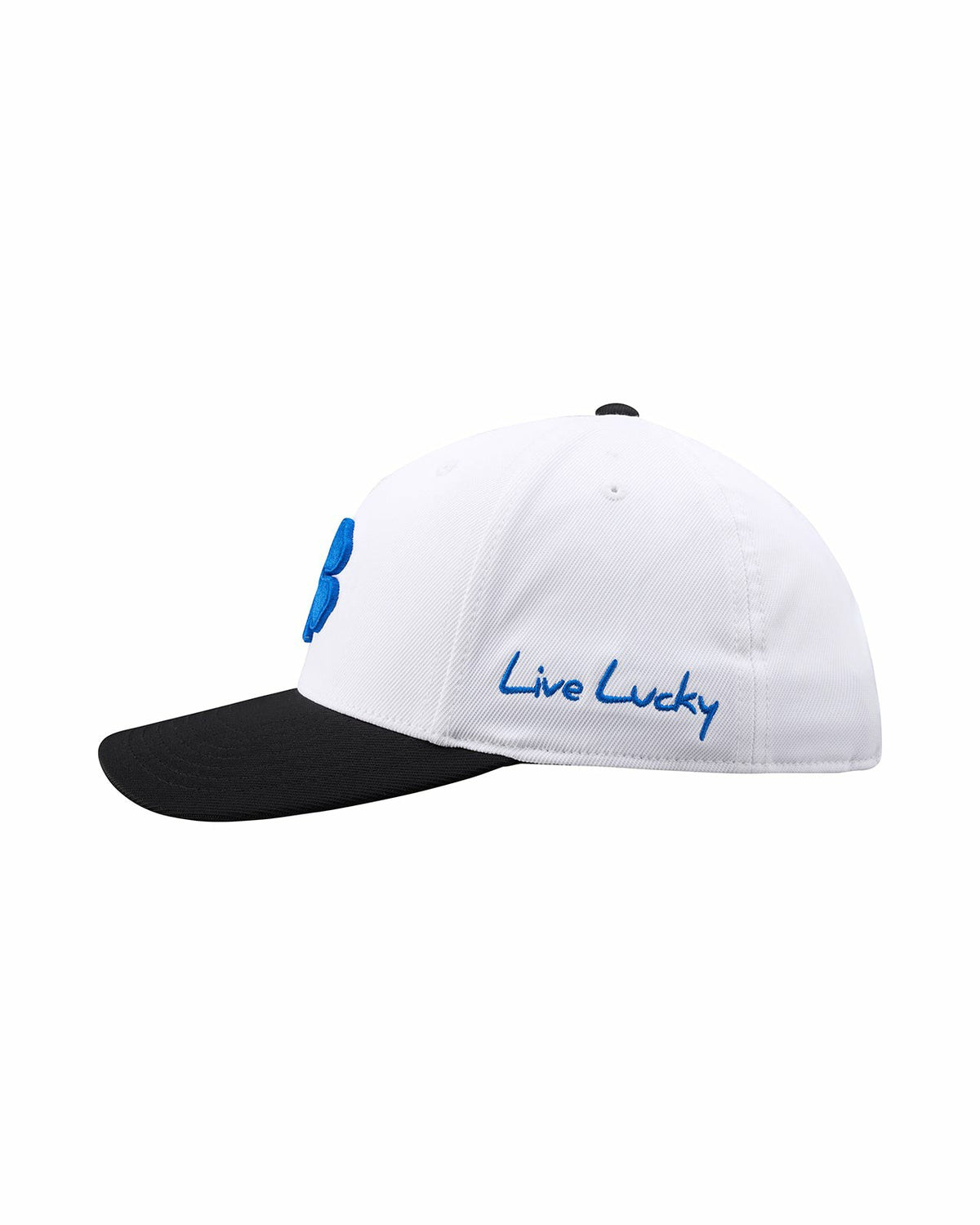 Black Clover Athletic Unisex White Snapback with Clover Patch for Golf and Lifestyle