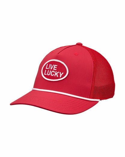 Black Clover Vintage Red Trucker Hat with Live Lucky Logo