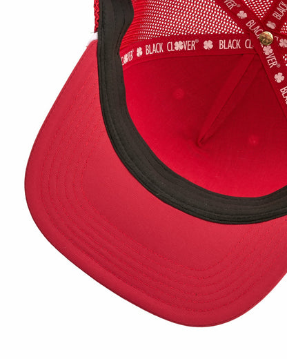 Black Clover Vintage Red Trucker Hat with Live Lucky Logo
