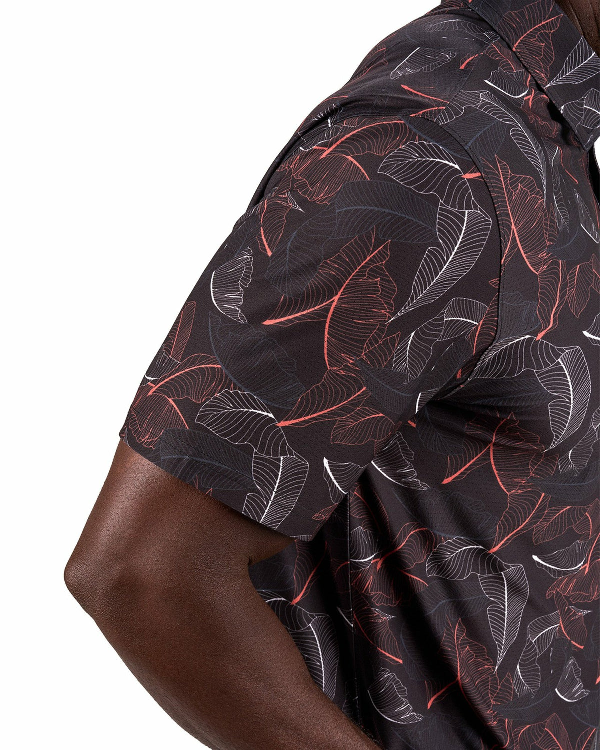 Black Clover Stylish Black Palm Leaf Patterned Polo for Golf or Business