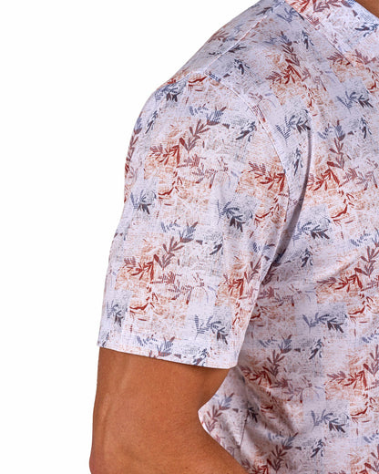 Black Clover Versatile White Tropical Patterned Golf or Business Polo