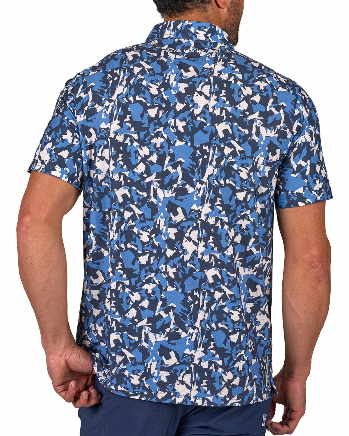 Black Clover Modern Black and Blue Camo Patterned Golf or Business Polo