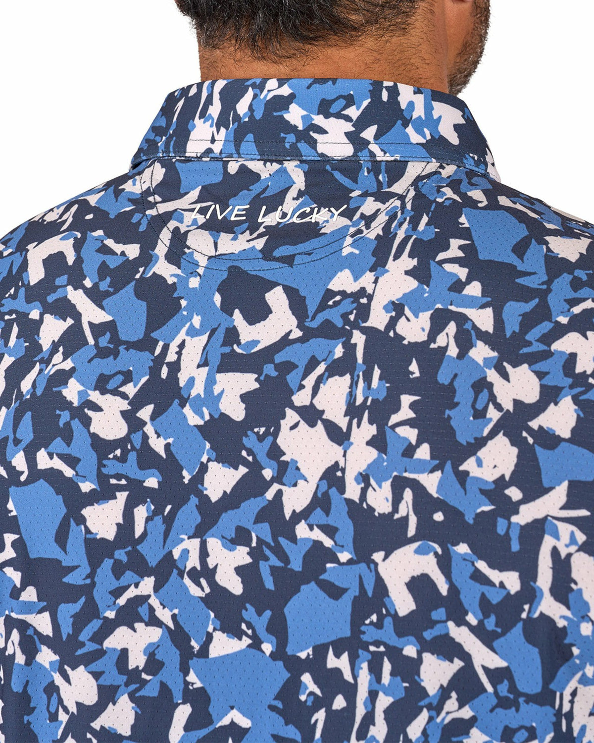 Black Clover Modern Black and Blue Camo Patterned Golf or Business Polo