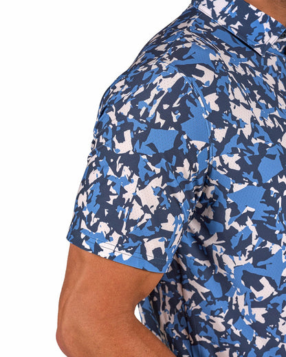 Black Clover Modern Black and Blue Camo Patterned Golf or Business Polo