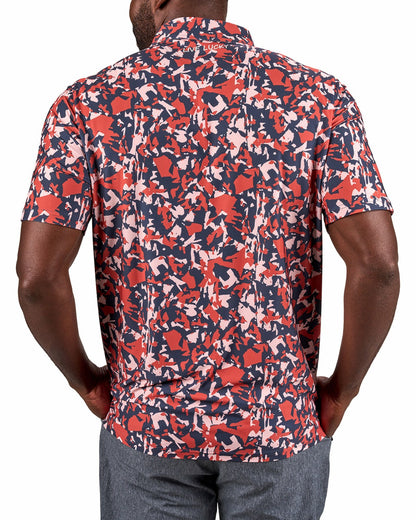 Black Clover Modern Orange and Blue Camo Patterned Golf or Business Polo
