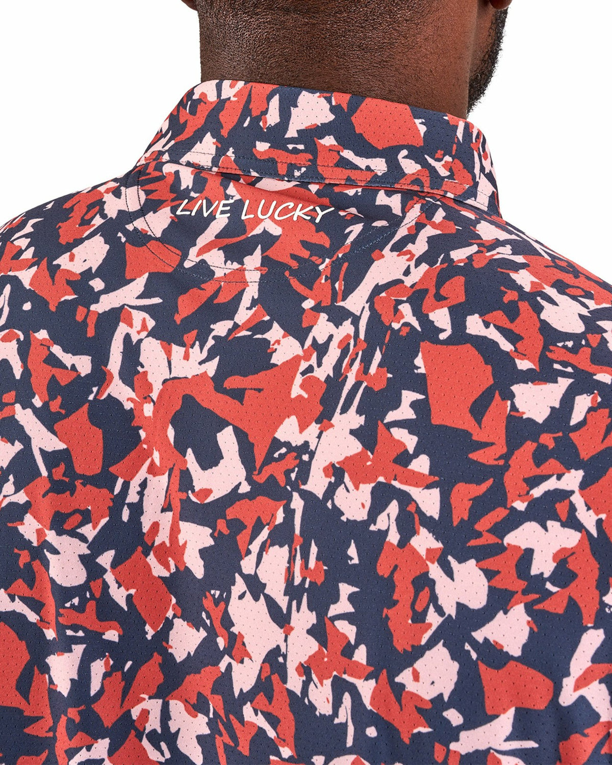 Black Clover Modern Orange and Blue Camo Patterned Golf or Business Polo