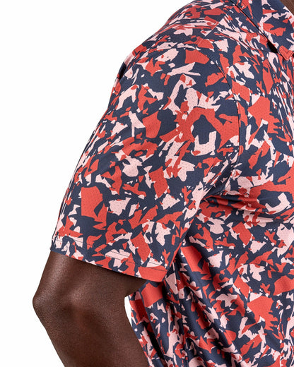 Black Clover Modern Orange and Blue Camo Patterned Golf or Business Polo