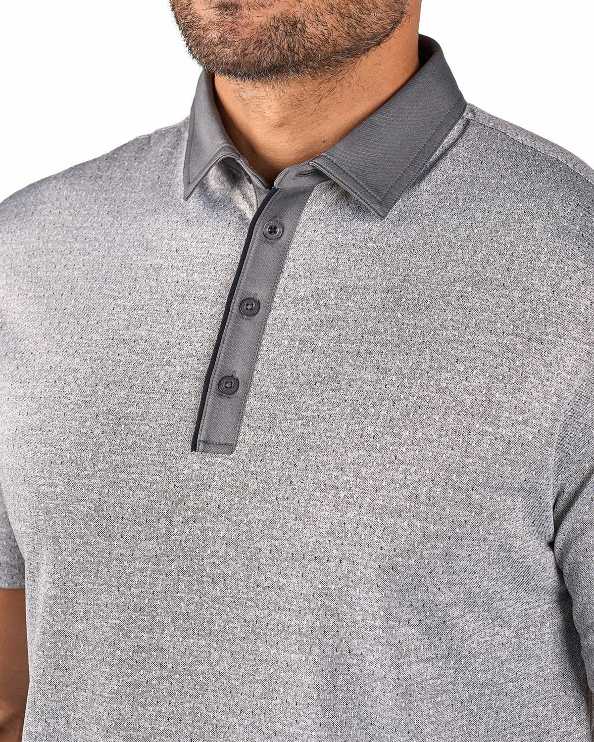 Black Clover Men's Textured Grey Patterned Polo for Golf or Business