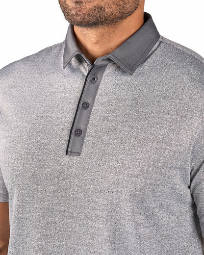 Black Clover Men's Textured Grey Patterned Polo for Golf or Business