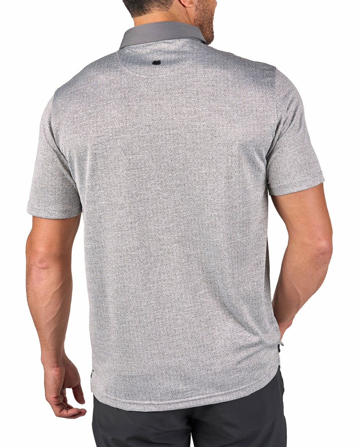 Black Clover Men's Textured Grey Patterned Polo for Golf or Business