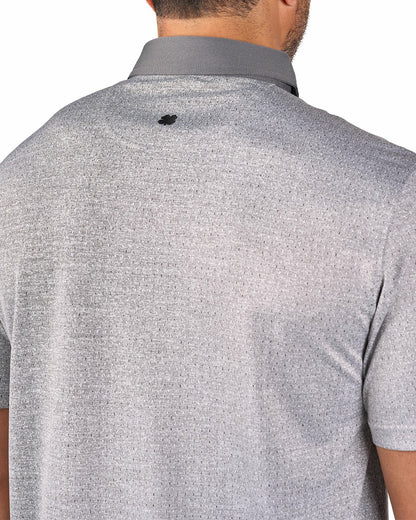Black Clover Men's Textured Grey Patterned Polo for Golf or Business
