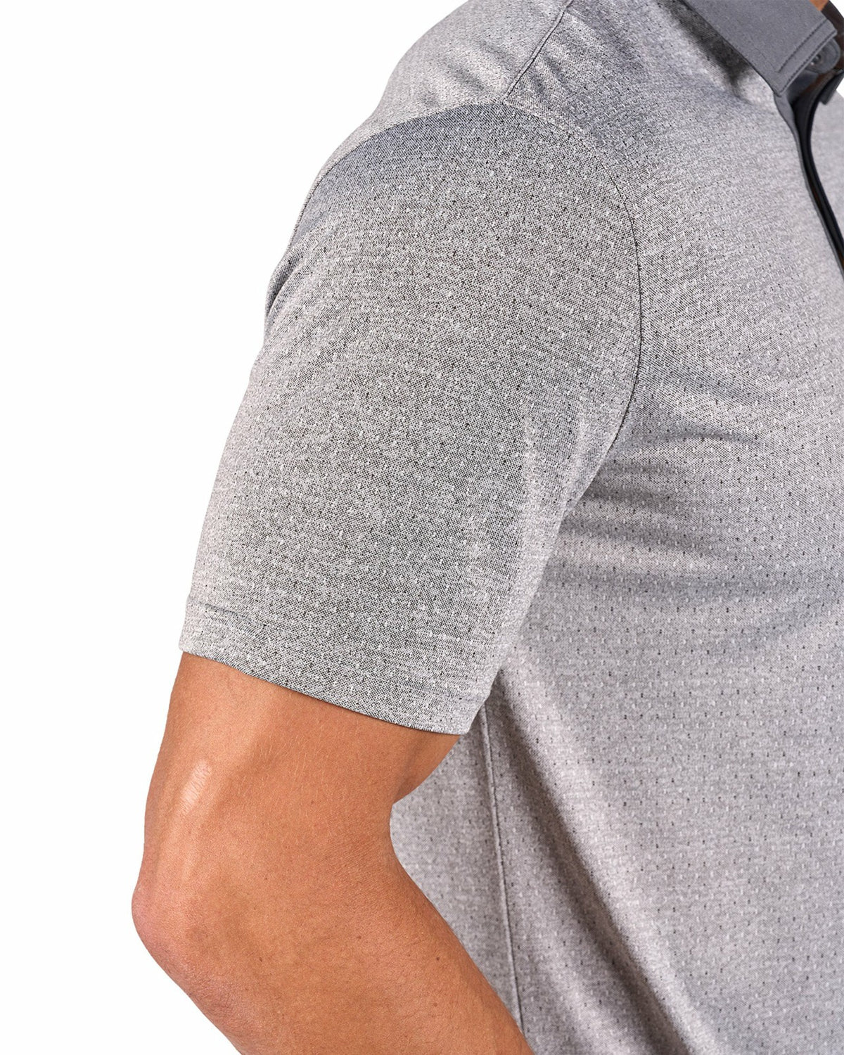 Black Clover Men's Textured Grey Patterned Polo for Golf or Business