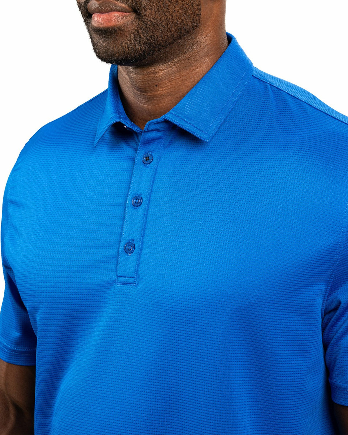 Black Clover Men’s Recycled Blue Polo with Stretch for Golf and Office Wear
