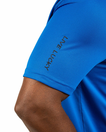 Black Clover Men’s Recycled Blue Polo with Stretch for Golf and Office Wear