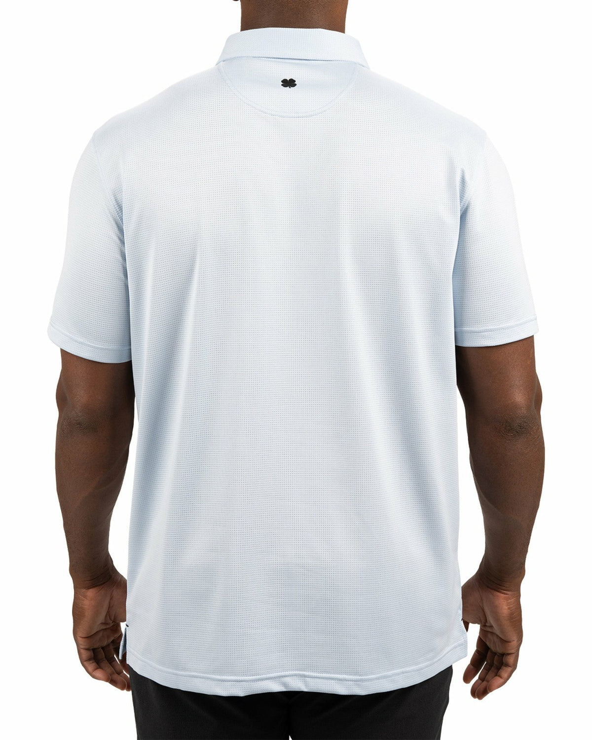 Black Clover Men’s Light Blue Recycled‑Poly 4‑Way Stretch Polo for Golf & Office