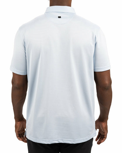 Black Clover Men’s Light Blue Recycled‑Poly 4‑Way Stretch Polo for Golf & Office
