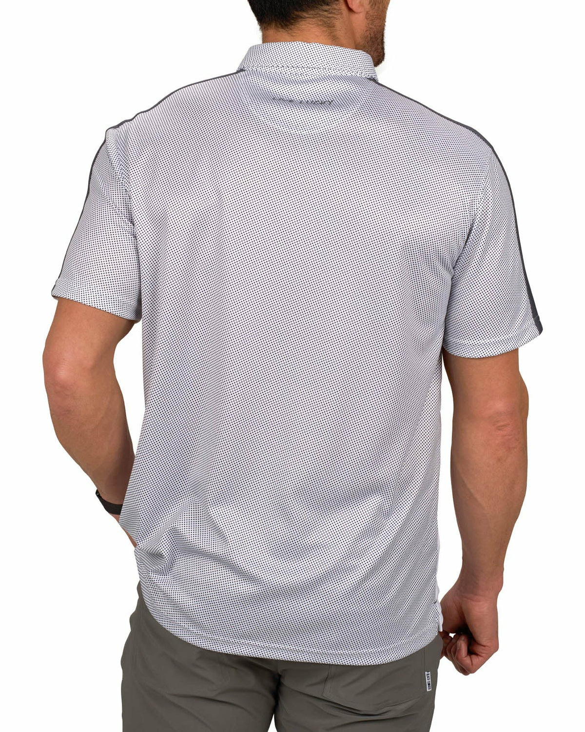 Black Clover Men's White and Black Polka Dot Polo for Golf or Business