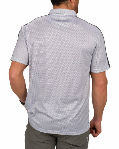 Black Clover Men's White and Black Polka Dot Polo for Golf or Business