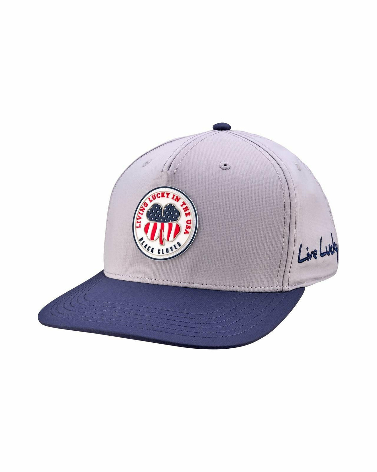 Black Clover Unisex Adjustable Grey and Navy USA Flag Patriotic Hat