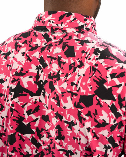 Black Clover Modern Pink and Black Camo Patterned Golf or Business Polo
